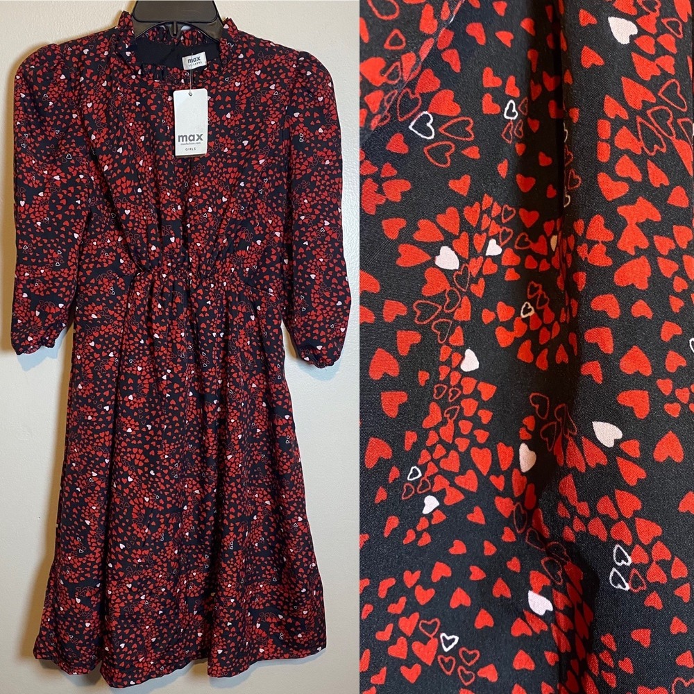 NWT Max Fashion Feminine Dress Heart Pattern Valentine's Day Size 13 14